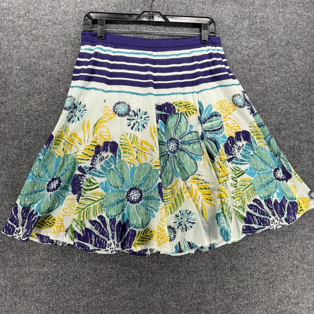Life Style Skirt Womens M Multicolor Floral Sequin A-Line Boho Resort Gypsy 90s